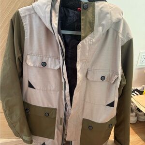 686 Tan and Army green Hooded Snowboard Jacket